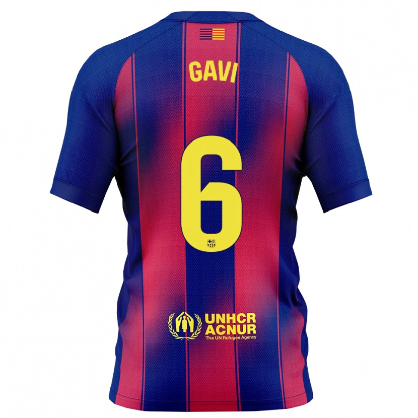 Danxen Bambino Maglia Gavi #6 Blu Rosso Kit Gara Home 2025/26 Maglietta