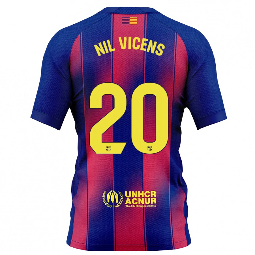Danxen Bambino Maglia Nil Vicens #20 Blu Rosso Kit Gara Home 2025/26 Maglietta