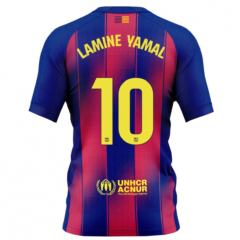 Danxen Bambino Maglia Lamine Yamal #10 Blu Rosso Kit Gara Home 2025/26 Maglietta