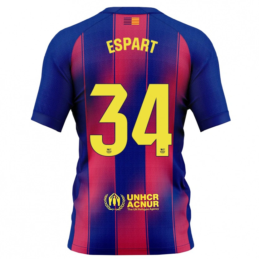 Danxen Bambino Maglia Xavi Espart #34 Blu Rosso Kit Gara Home 2025/26 Maglietta