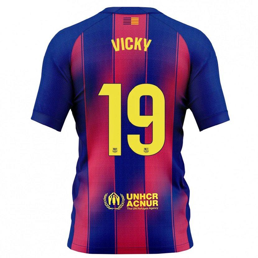 Danxen Bambino Maglia Vicky López #19 Blu Rosso Kit Gara Home 2025/26 Maglietta