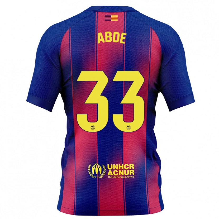 Danxen Bambino Maglia Ez Abde #33 Blu Rosso Kit Gara Home 2025/26 Maglietta