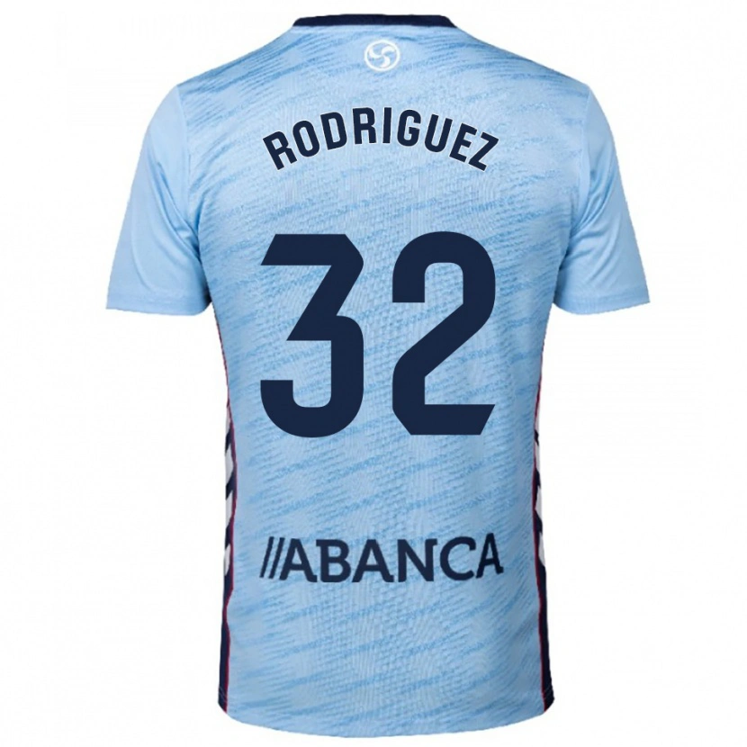 Danxen Bambino Maglia Javi Rodríguez #32 Azzurro Rosso Kit Gara Home 2025/26 Maglietta