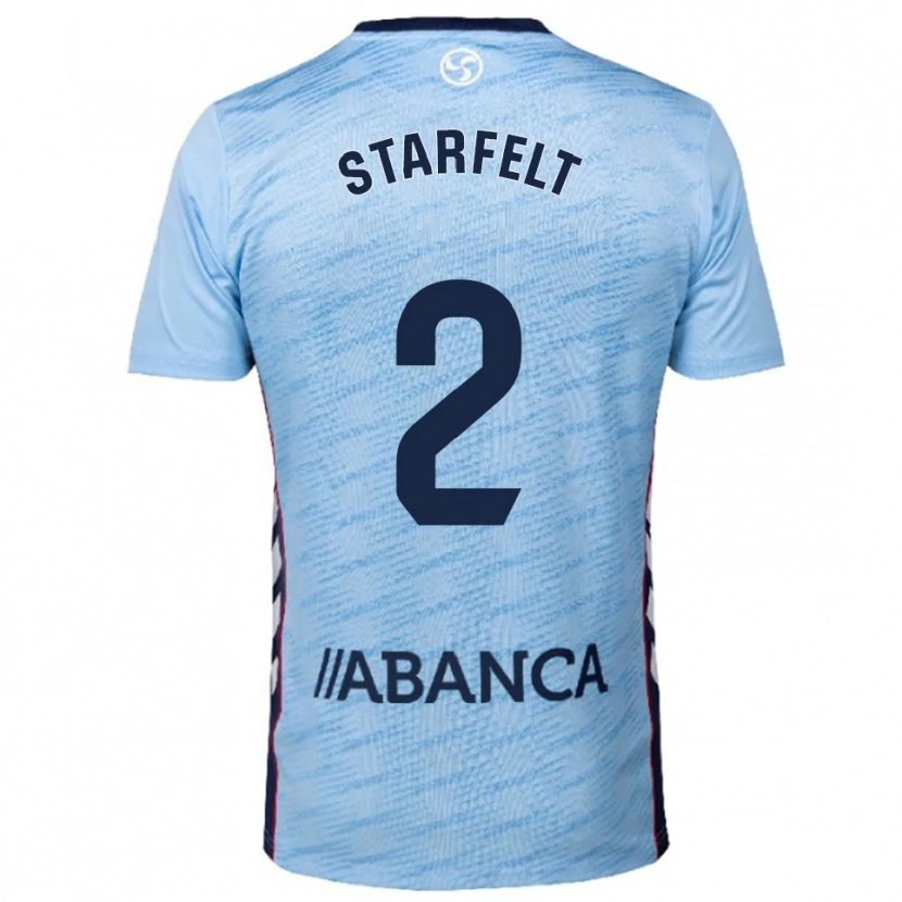 Danxen Bambino Maglia Carl Starfelt #2 Azzurro Rosso Kit Gara Home 2025/26 Maglietta