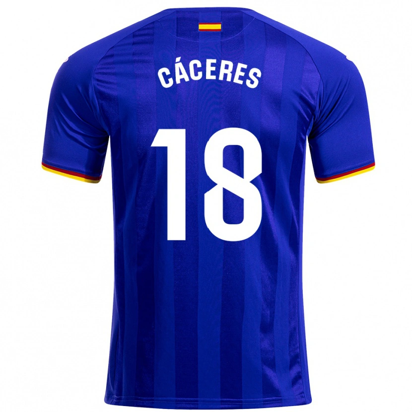 Danxen Bambino Maglia Damián Cáceres #18 Blu Rosso Giallo Kit Gara Home 2025/26 Maglietta