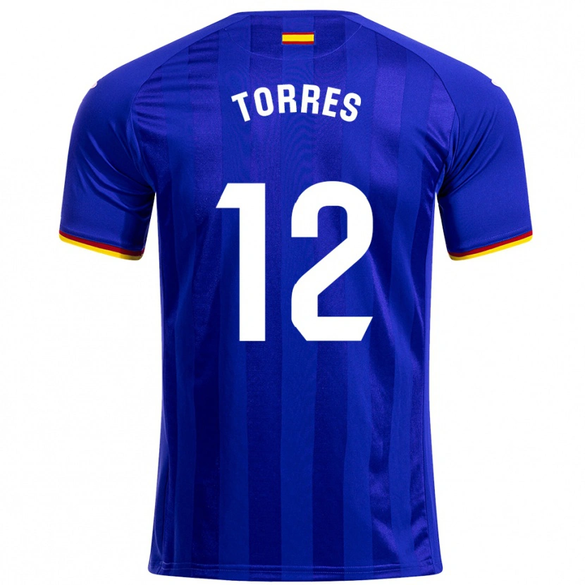 Danxen Bambino Maglia Rubén Torres #12 Blu Rosso Giallo Kit Gara Home 2025/26 Maglietta