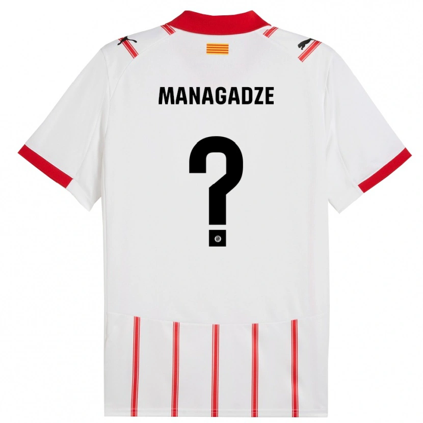Danxen Bambino Maglia Luka Managadze #0 Bianco Rosso Kit Gara Home 2025/26 Maglietta