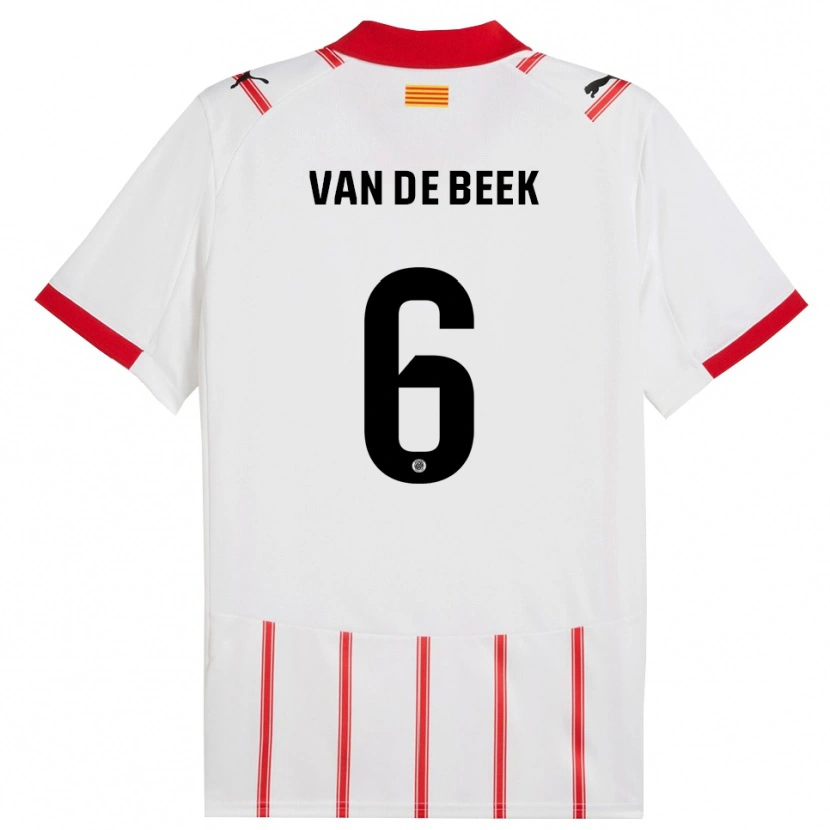 Danxen Bambino Maglia Donny Van De Beek #6 Bianco Rosso Kit Gara Home 2025/26 Maglietta