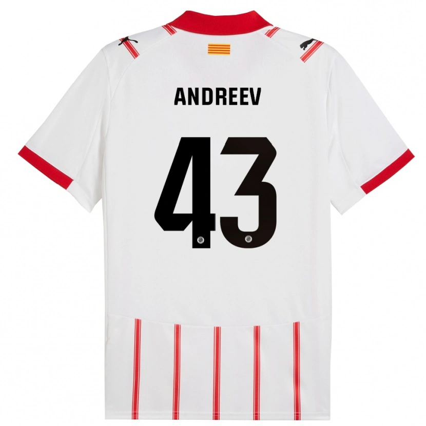 Danxen Bambino Maglia Aleksandar Andreev #43 Bianco Rosso Kit Gara Home 2025/26 Maglietta
