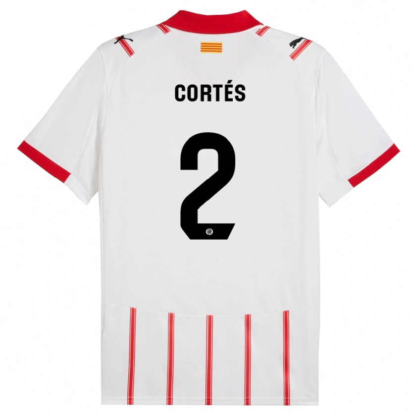 Danxen Bambino Maglia Sergio Cortés #2 Bianco Rosso Kit Gara Home 2025/26 Maglietta