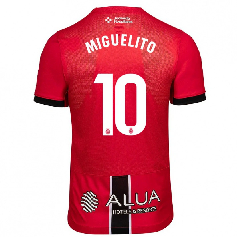 Danxen Bambino Maglia Miguelito #10 Rosso Nero Kit Gara Home 2025/26 Maglietta