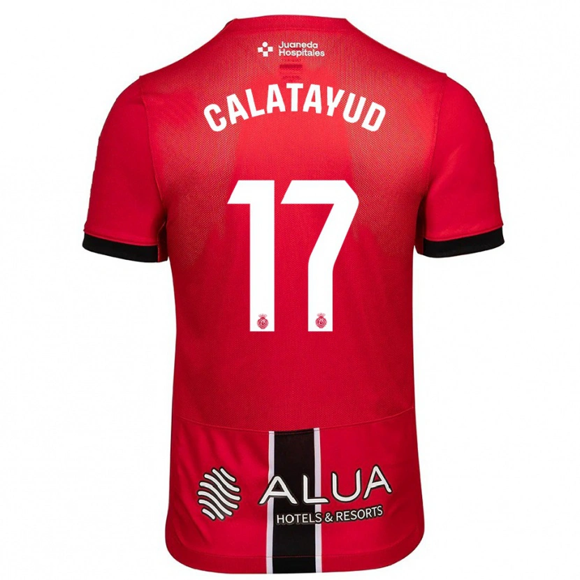 Danxen Bambino Maglia Miguel Calatayud #17 Rosso Nero Kit Gara Home 2025/26 Maglietta