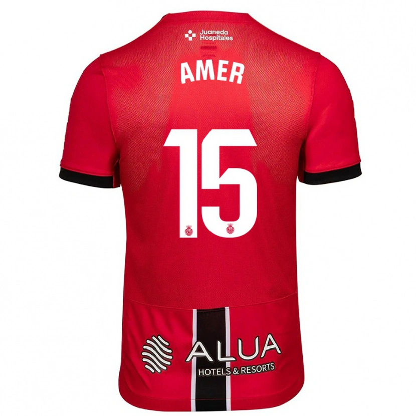 Danxen Bambino Maglia Pere Amer #15 Rosso Nero Kit Gara Home 2025/26 Maglietta