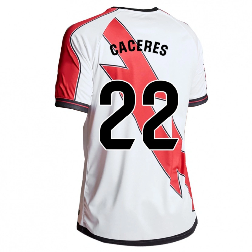 Danxen Bambino Maglia Daniel Cáceres #22 Bianco Rosso Kit Gara Home 2025/26 Maglietta