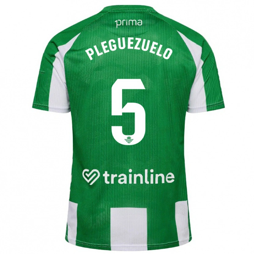 Danxen Bambino Maglia Xavi Pleguezuelo #5 Verde Bianco Kit Gara Home 2025/26 Maglietta