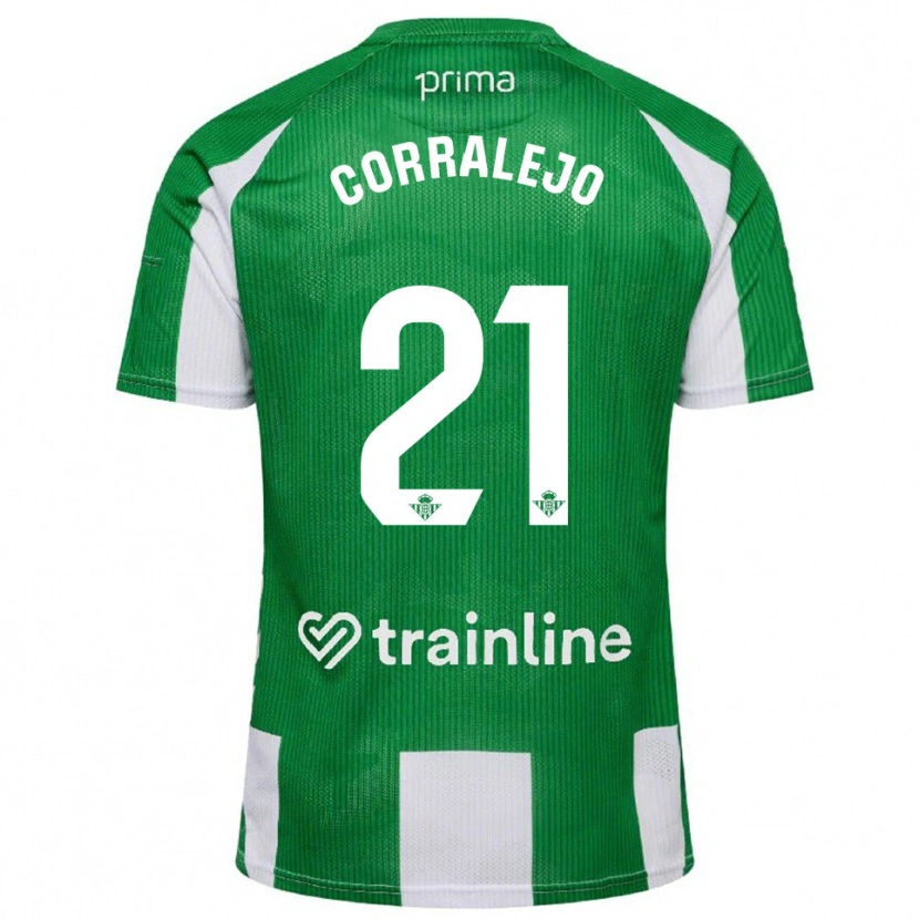 Danxen Bambino Maglia Iván Corralejo #21 Verde Bianco Kit Gara Home 2025/26 Maglietta