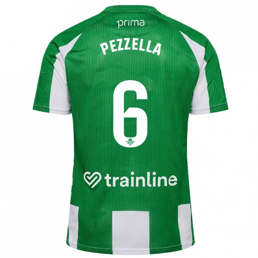 Danxen Bambino Maglia German Pezzella #6 Verde Bianco Kit Gara Home 2025/26 Maglietta