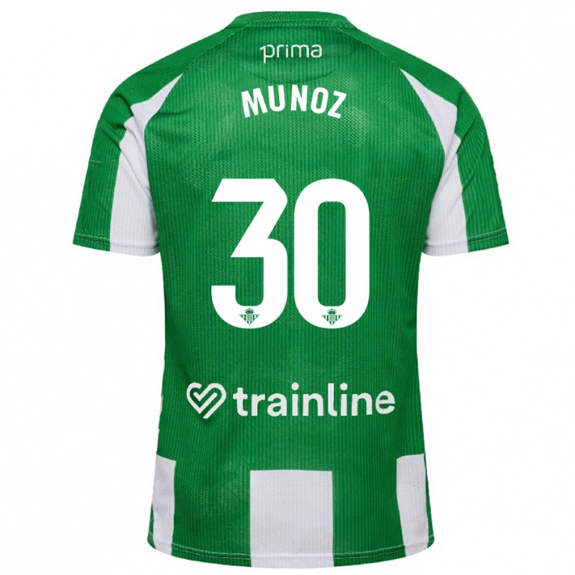 Danxen Bambino Maglia Blanca Muñoz #30 Verde Bianco Kit Gara Home 2025/26 Maglietta