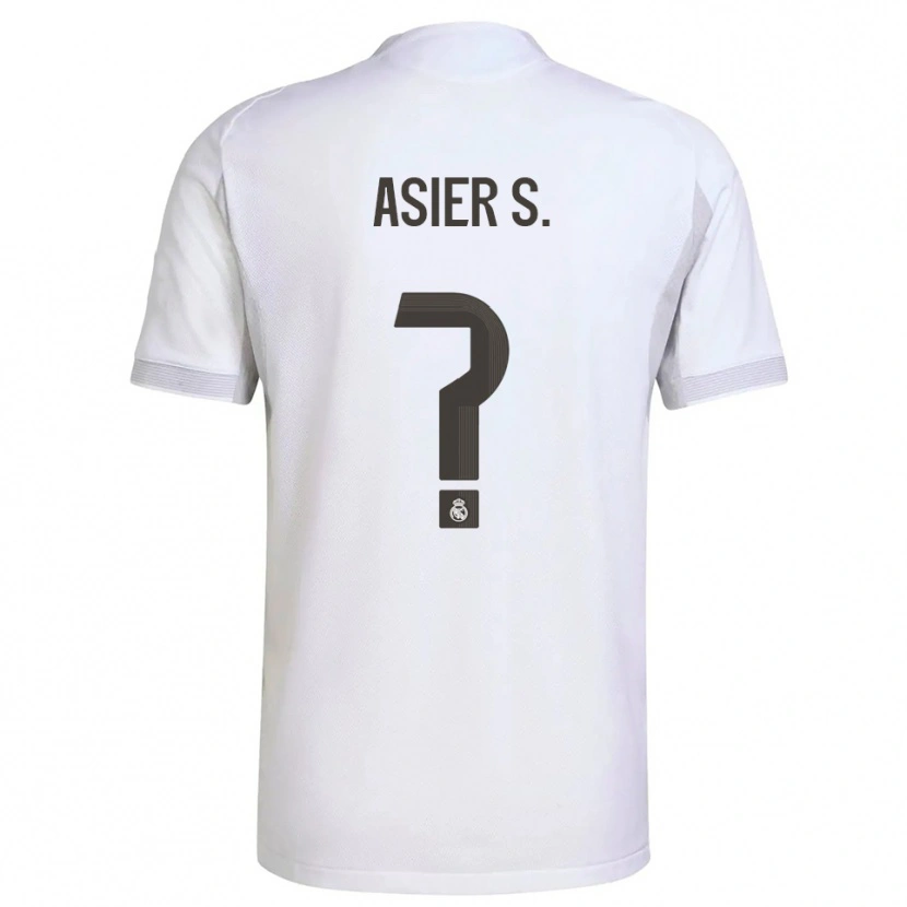 Danxen Bambino Maglia Asier Sánchez #0 Bianco Giallo Kit Gara Home 2025/26 Maglietta