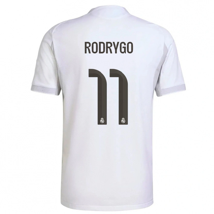 Danxen Bambino Maglia Rodrygo #11 Bianco Giallo Kit Gara Home 2025/26 Maglietta