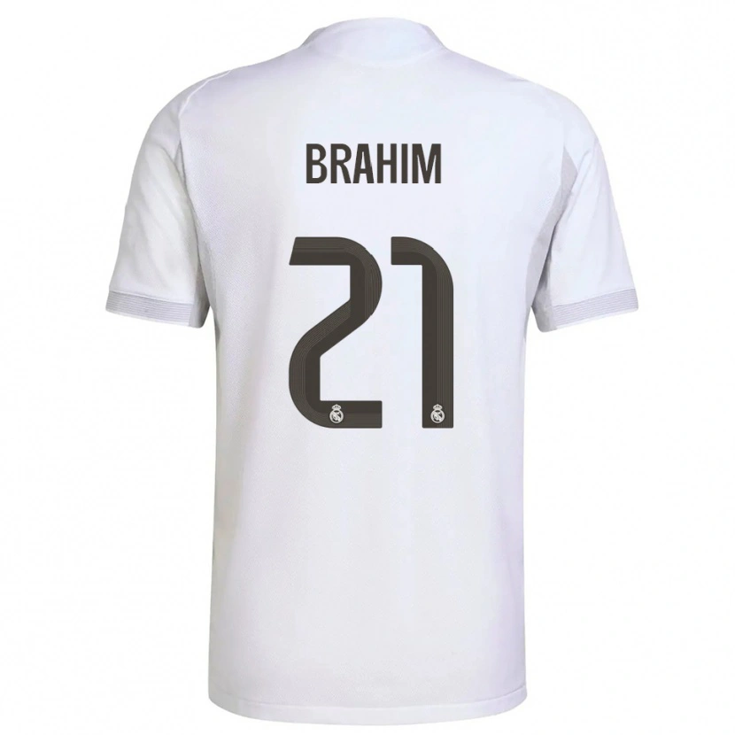 Danxen Bambino Maglia Brahim Díaz #21 Bianco Giallo Kit Gara Home 2025/26 Maglietta