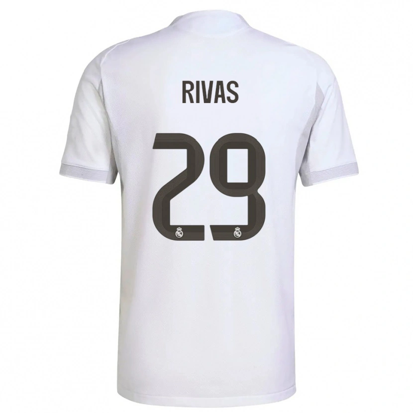 Danxen Bambino Maglia Mario Rivas #29 Bianco Giallo Kit Gara Home 2025/26 Maglietta
