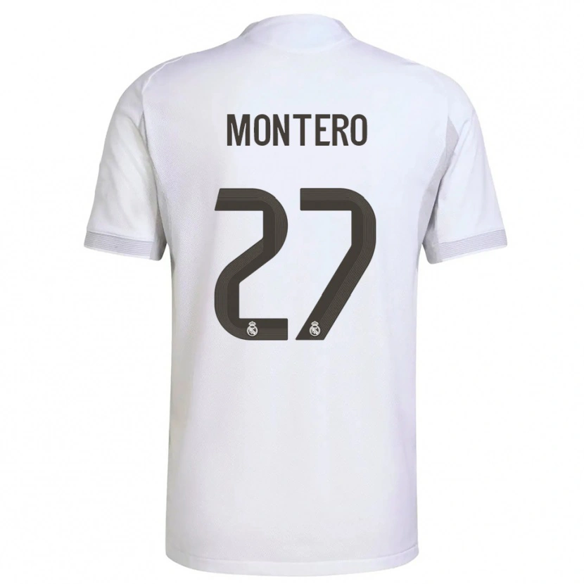 Danxen Bambino Maglia Pablo Montero #27 Bianco Giallo Kit Gara Home 2025/26 Maglietta