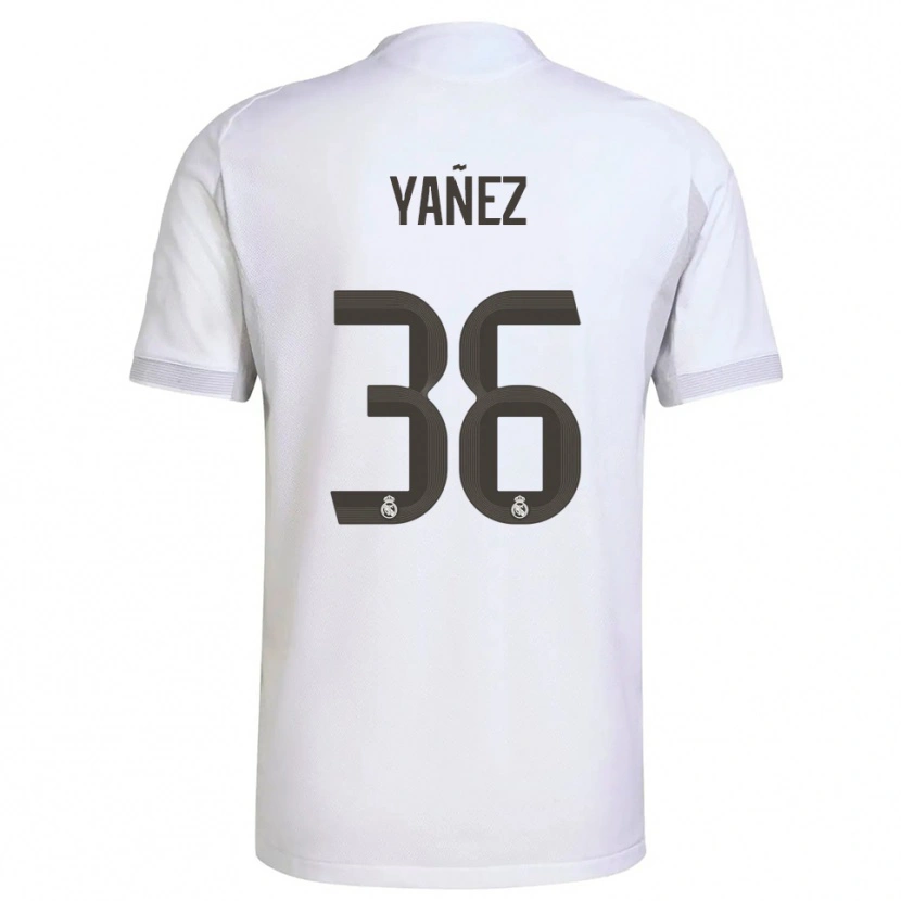 Danxen Bambino Maglia Daniel Yáñez #36 Bianco Giallo Kit Gara Home 2025/26 Maglietta