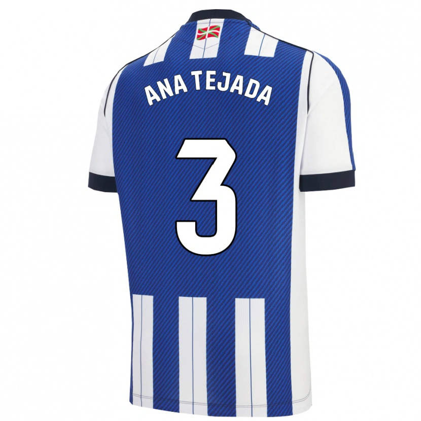 Danxen Bambino Maglia Ana Tejada Jiménez #3 Blu Bianco Kit Gara Home 2025/26 Maglietta