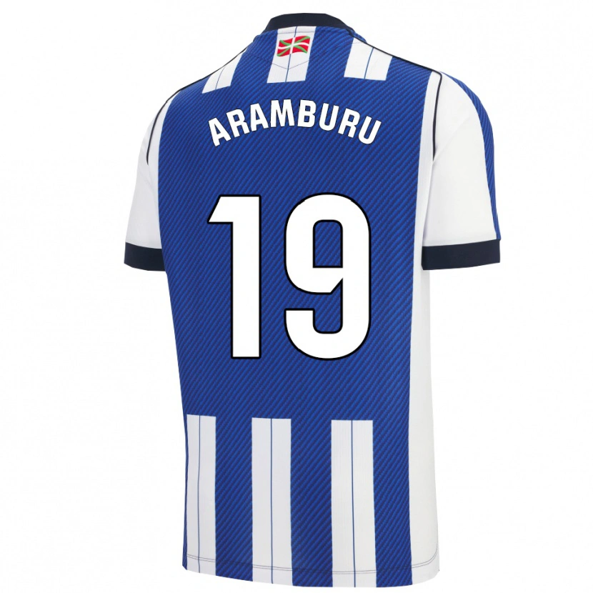 Danxen Bambino Maglia Jon Aramburu #19 Blu Bianco Kit Gara Home 2025/26 Maglietta
