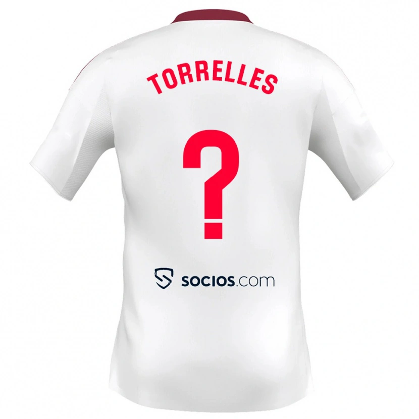 Danxen Bambino Maglia Genís Torrelles #0 Bianco Rosso Kit Gara Home 2025/26 Maglietta