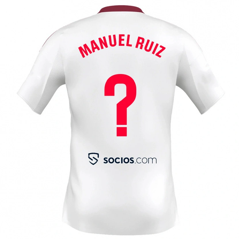 Danxen Bambino Maglia José Manuel Ruiz #0 Bianco Rosso Kit Gara Home 2025/26 Maglietta