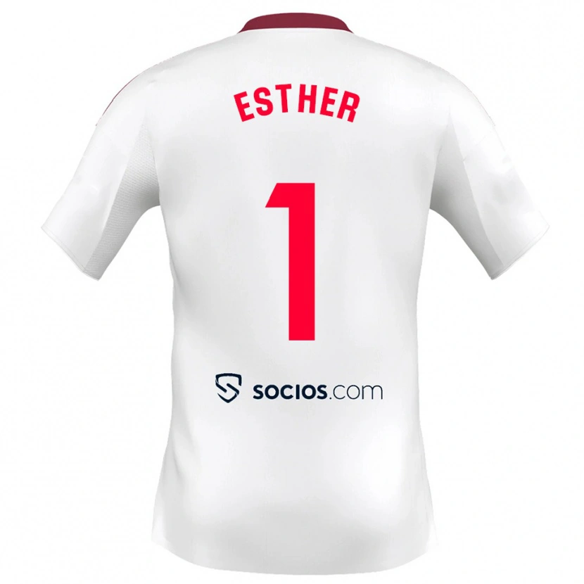 Danxen Bambino Maglia Esther Sullastres Ayuso #1 Bianco Rosso Kit Gara Home 2025/26 Maglietta