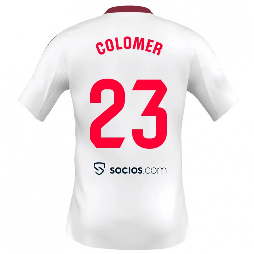 Danxen Bambino Maglia Carlos Colomer #23 Bianco Rosso Kit Gara Home 2025/26 Maglietta