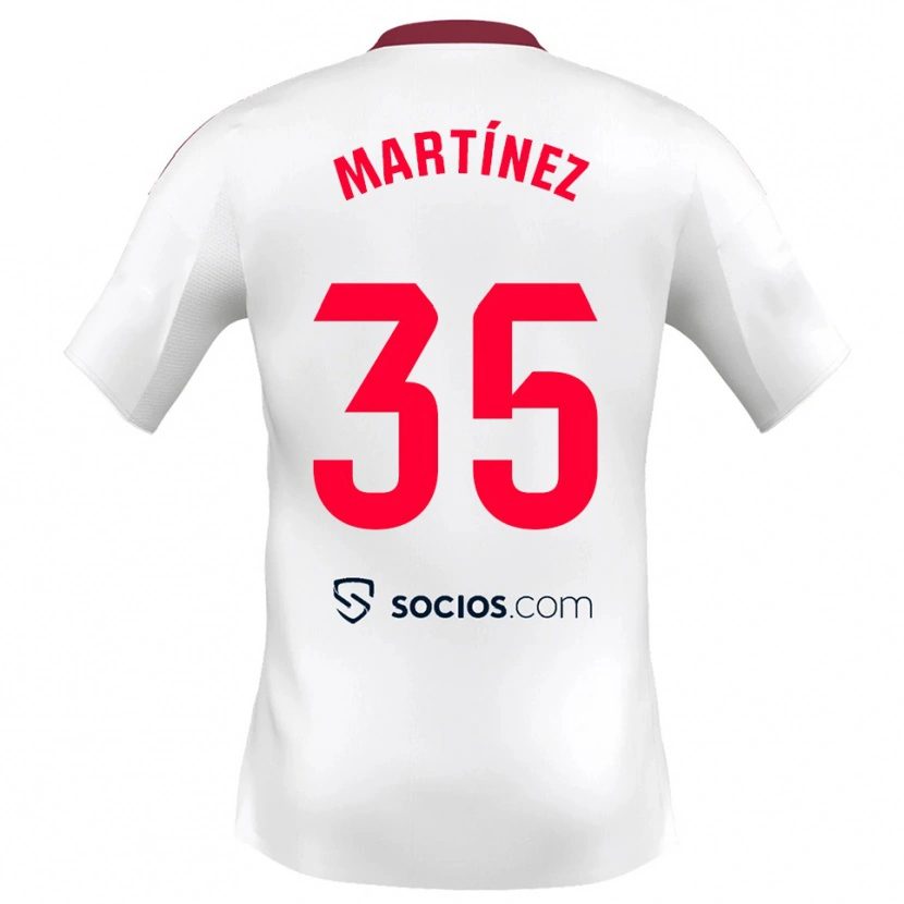 Danxen Bambino Maglia Ramón Martínez #35 Bianco Rosso Kit Gara Home 2025/26 Maglietta