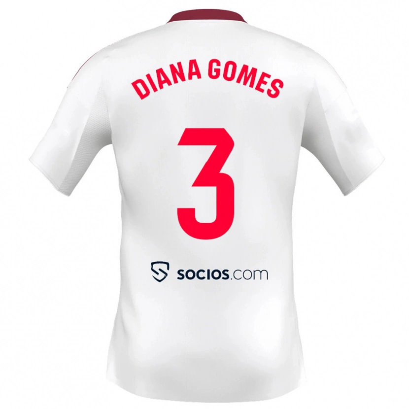 Danxen Bambino Maglia Diana Catarina Ribeiro Gomes #3 Bianco Rosso Kit Gara Home 2025/26 Maglietta