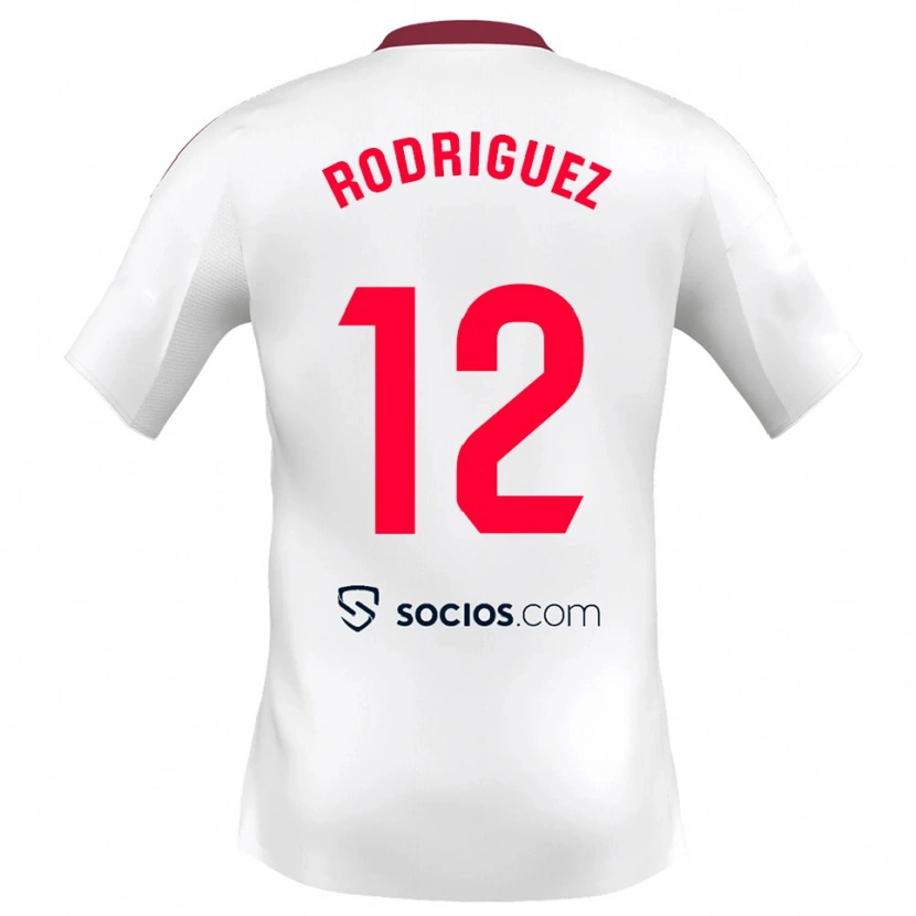 Danxen Bambino Maglia Lucía María Rodríguez Herrero #12 Bianco Rosso Kit Gara Home 2025/26 Maglietta