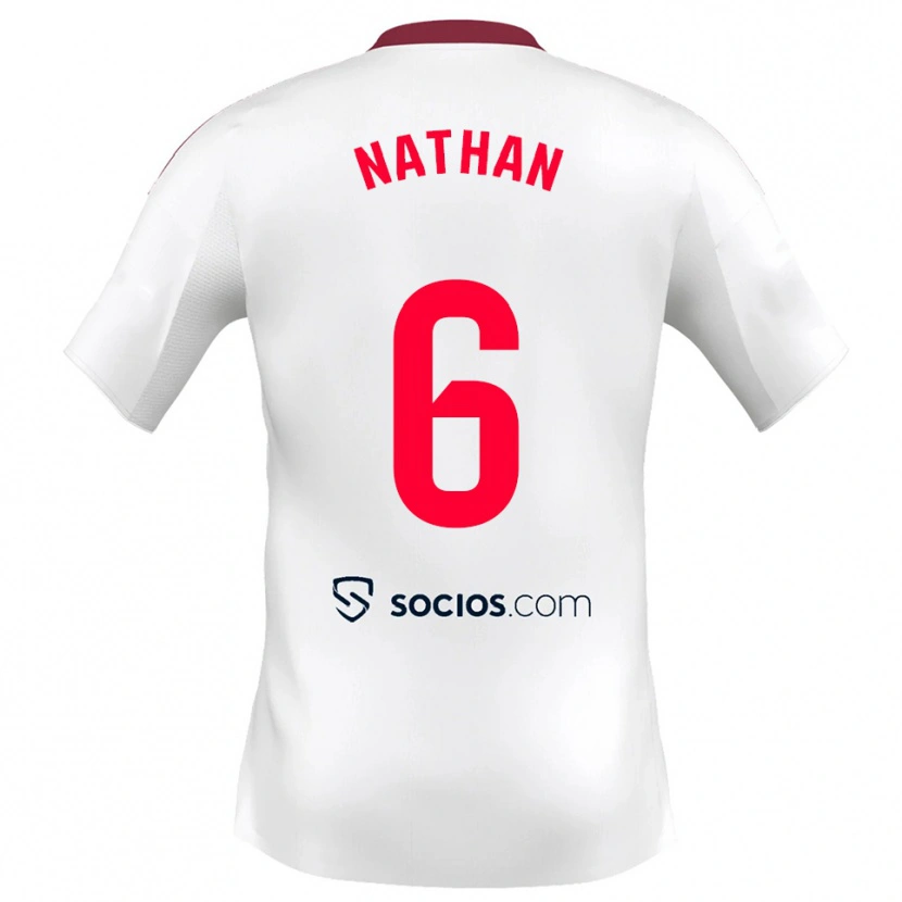 Danxen Bambino Maglia Nathan Sánchez #6 Bianco Rosso Kit Gara Home 2025/26 Maglietta