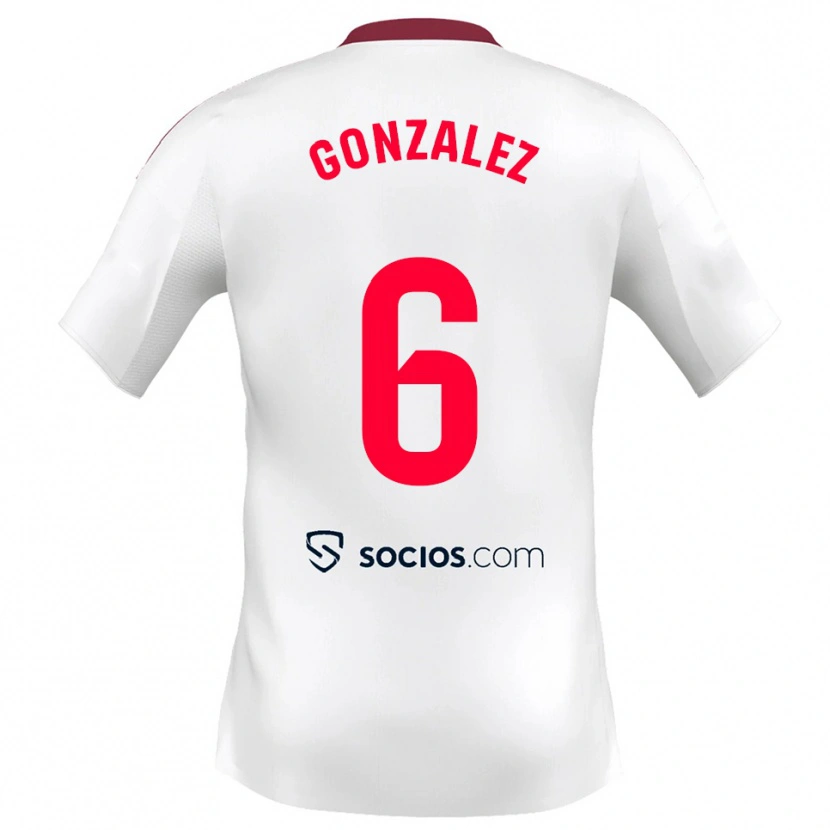 Danxen Bambino Maglia Pamela González #6 Bianco Rosso Kit Gara Home 2025/26 Maglietta