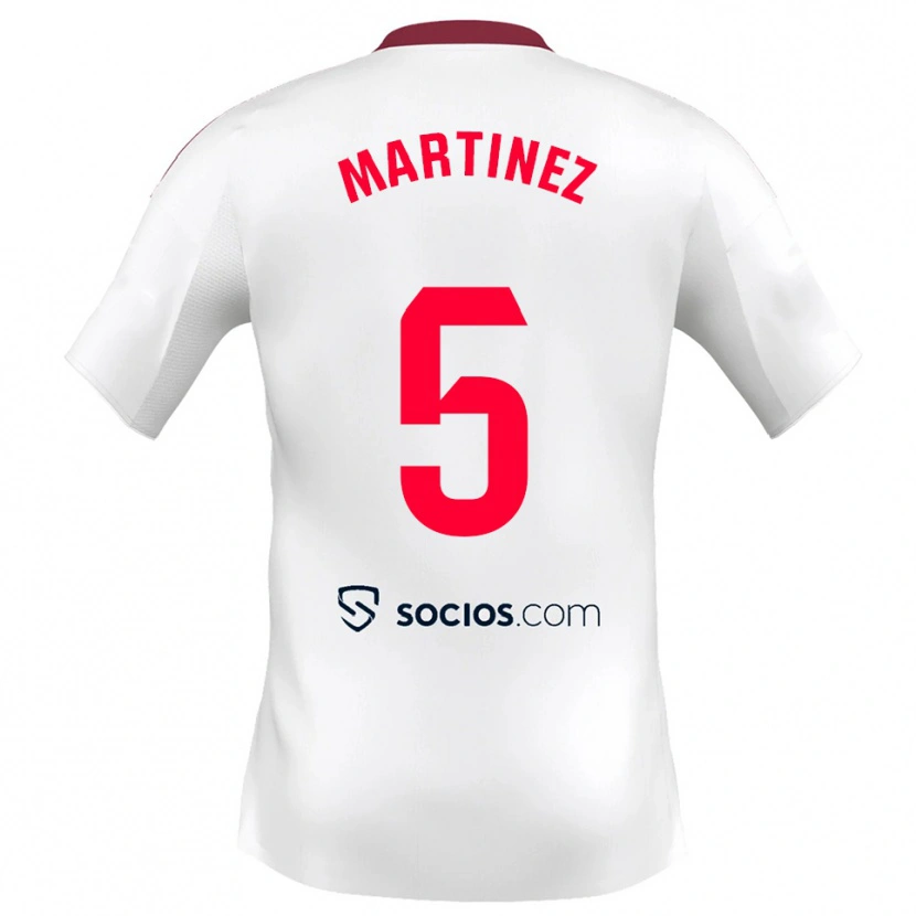 Danxen Bambino Maglia Sergio Martínez #5 Bianco Rosso Kit Gara Home 2025/26 Maglietta