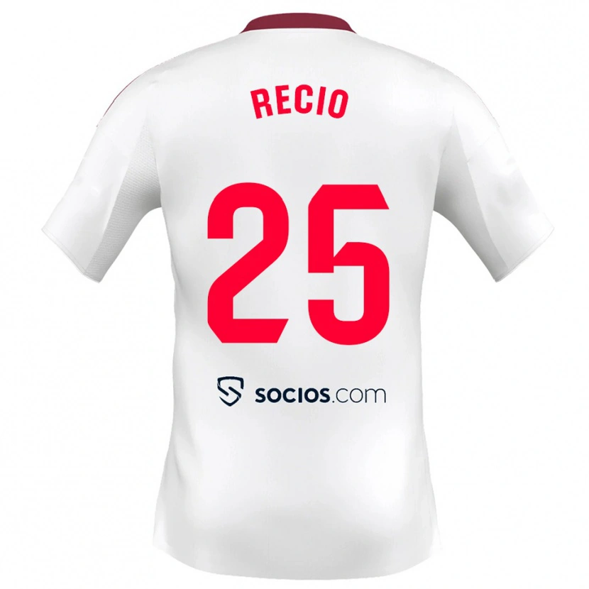 Danxen Bambino Maglia Sergio Recio #25 Bianco Rosso Kit Gara Home 2025/26 Maglietta