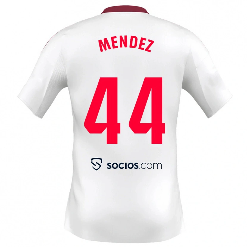 Danxen Bambino Maglia Tomas Mendez #44 Bianco Rosso Kit Gara Home 2025/26 Maglietta