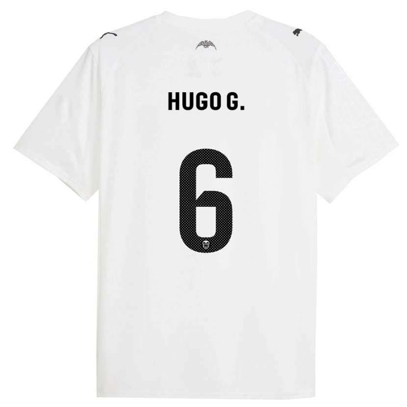 Danxen Bambino Maglia Hugo Guillamón #6 Bianco Nero Kit Gara Home 2025/26 Maglietta