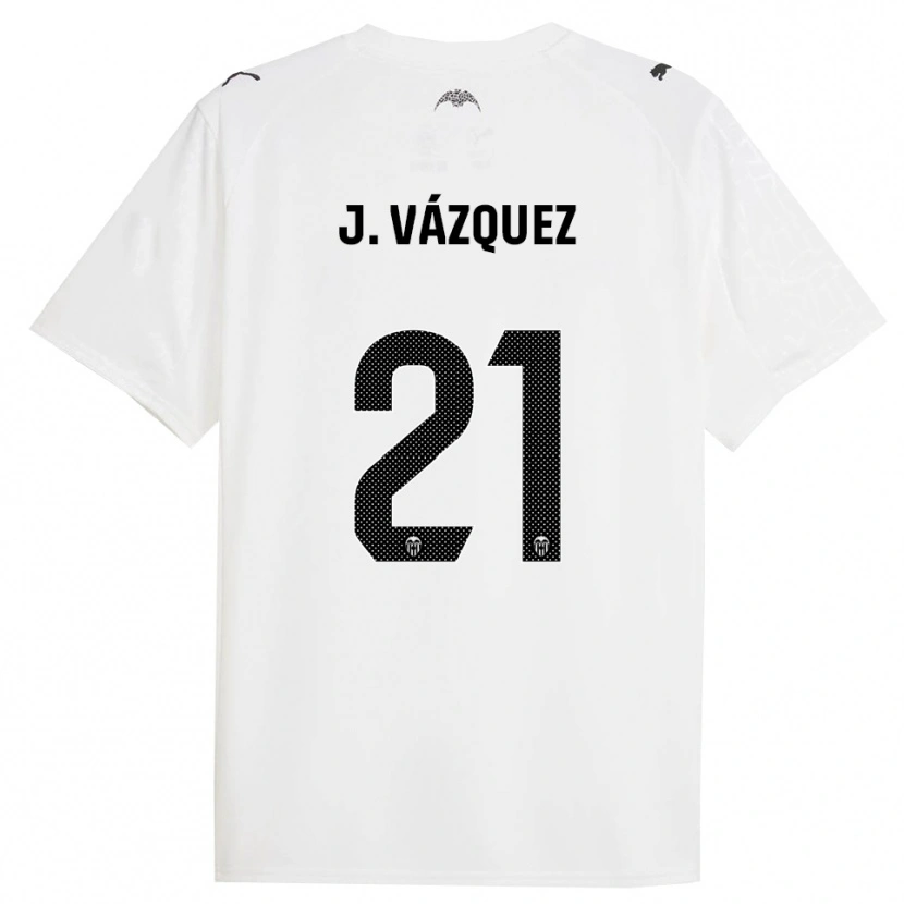Danxen Bambino Maglia Jesús Vázquez #21 Bianco Nero Kit Gara Home 2025/26 Maglietta