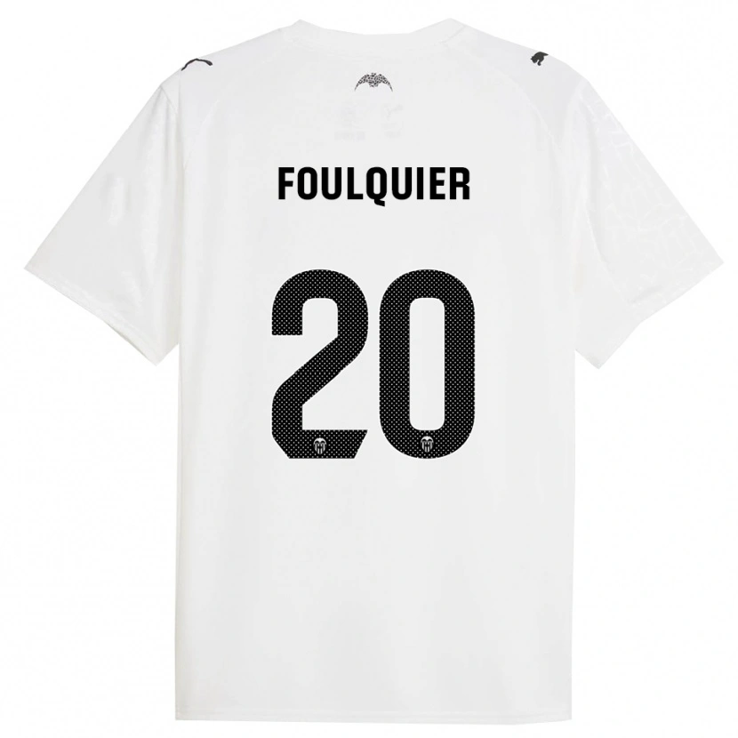 Danxen Bambino Maglia Dimitri Foulquier #20 Bianco Nero Kit Gara Home 2025/26 Maglietta