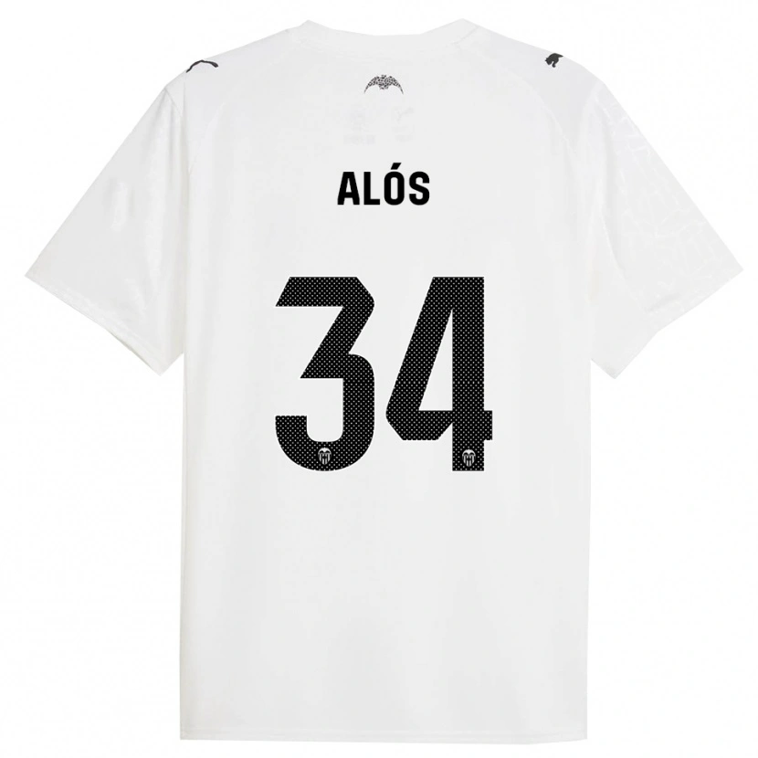 Danxen Bambino Maglia Carlos Alós #34 Bianco Nero Kit Gara Home 2025/26 Maglietta