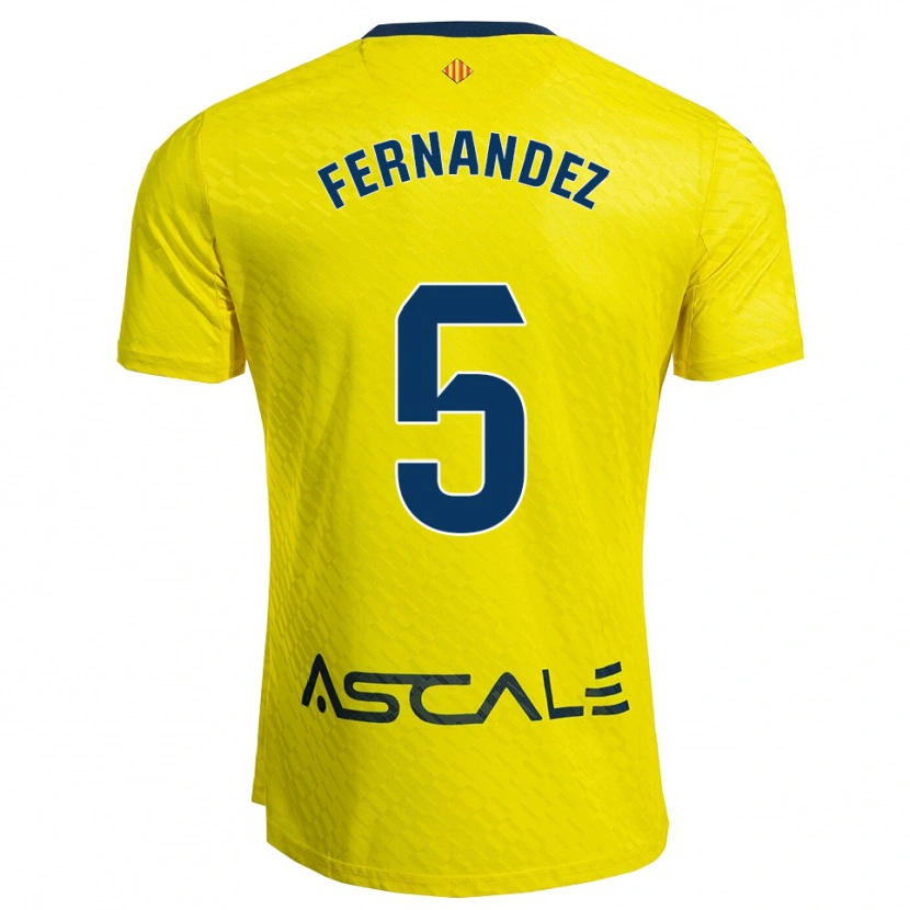 Danxen Bambino Maglia Álvaro Fernández #5 Giallo Blu Scuro Kit Gara Home 2025/26 Maglietta