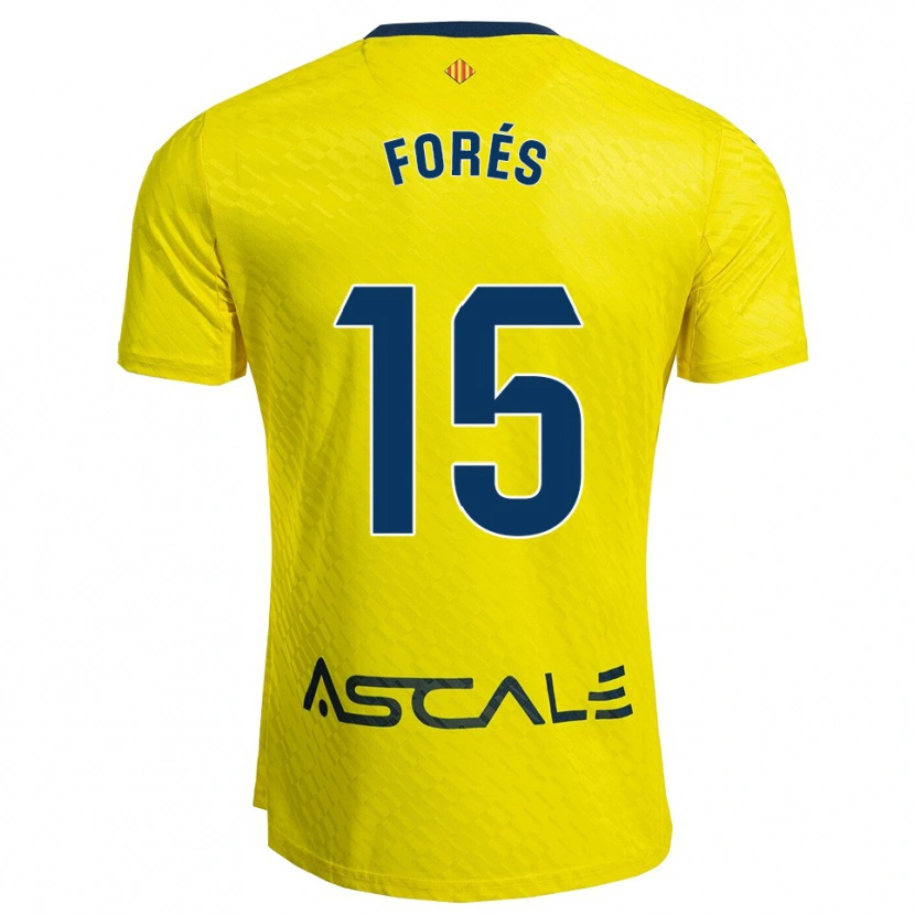 Danxen Bambino Maglia Arnau Forés #15 Giallo Blu Scuro Kit Gara Home 2025/26 Maglietta