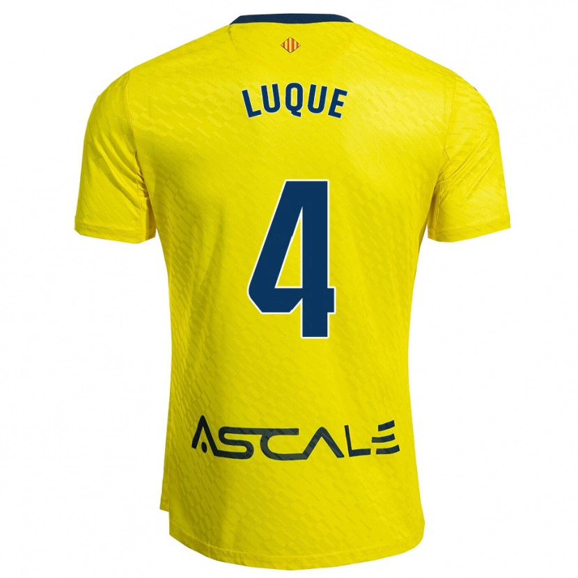 Danxen Bambino Maglia Pedro Luque #4 Giallo Blu Scuro Kit Gara Home 2025/26 Maglietta