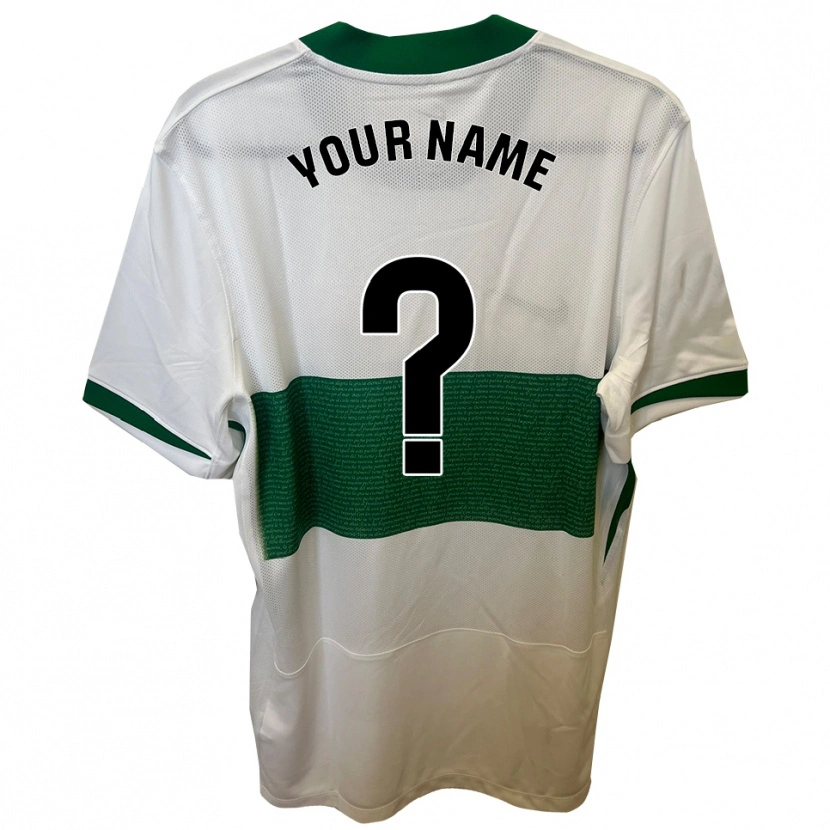Danxen Bambino Maglia Il Tuo Nome #0 Bianco Verde Kit Gara Home 2025/26 Maglietta